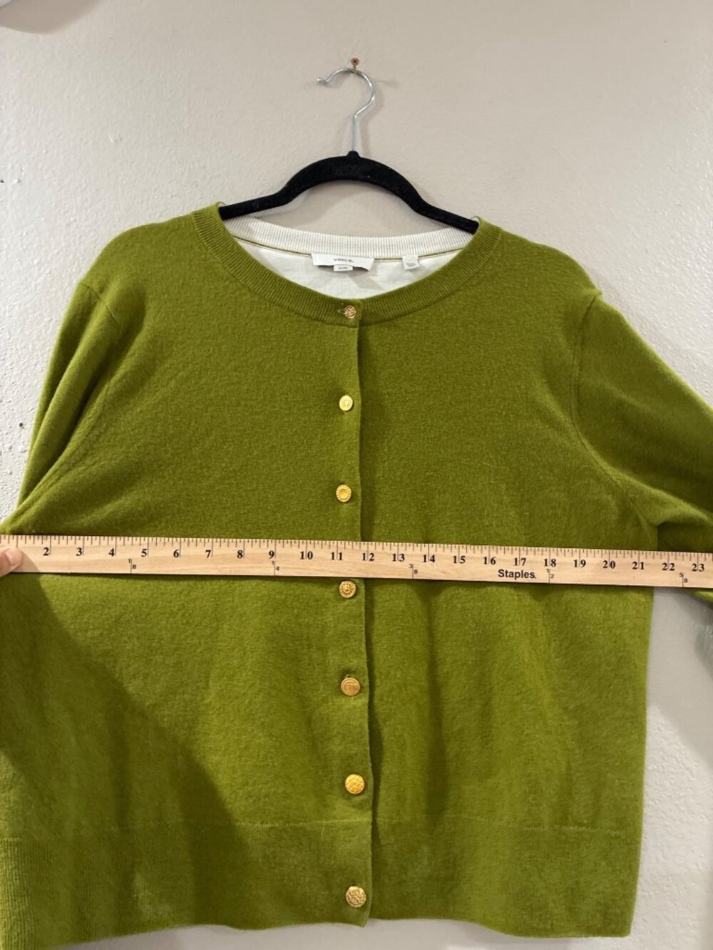Vince Wool & Cashmere-Blend Tipped Half-Moon Womens Cardigan size XL - Picture 7 of 7